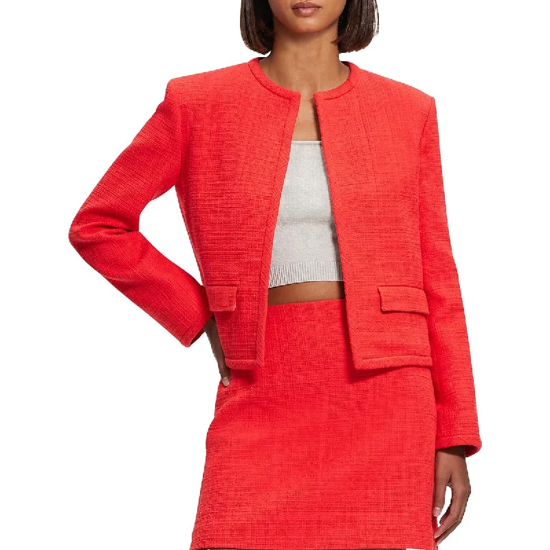 Theory Womens Tweed Cropped Open-Front Blazer