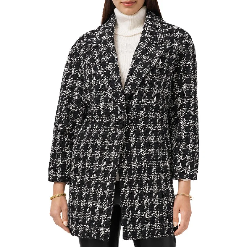 Vince Camuto Womens Houndstooth Collared One-Button Blazer