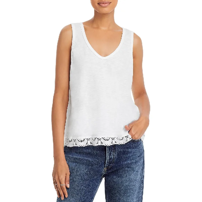 Wilt Womens Lace Trim Burnout Pullover Top