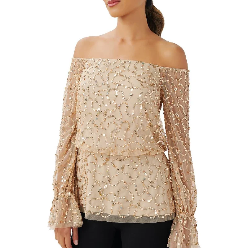 Adrianna Papell Womens Sequined  Pullover Top