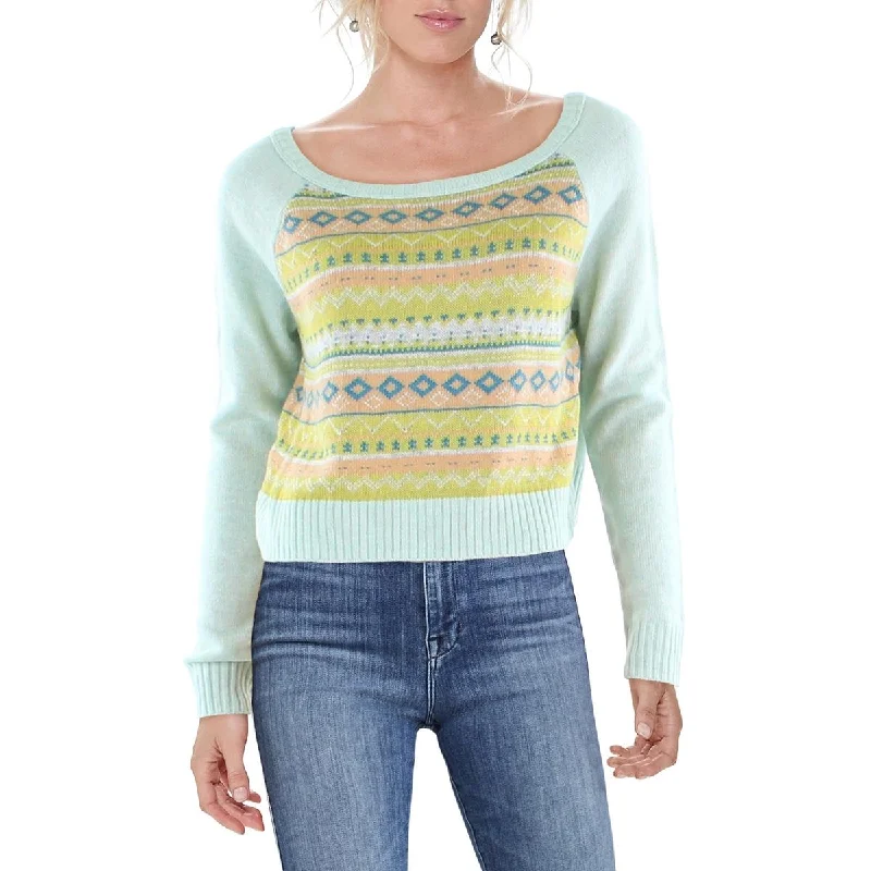 Aratta Silent Journey Womens Cropped Wide Neck Pullover Sweater