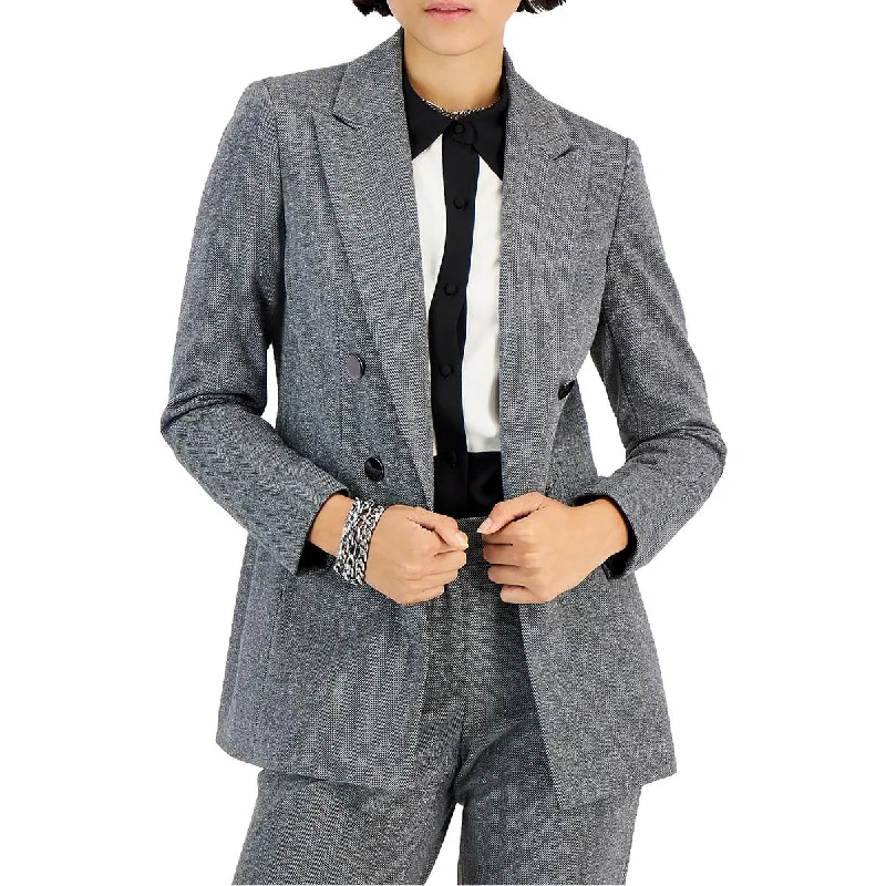 Bar III Womens Herrinbone Metallic Open-Front Blazer