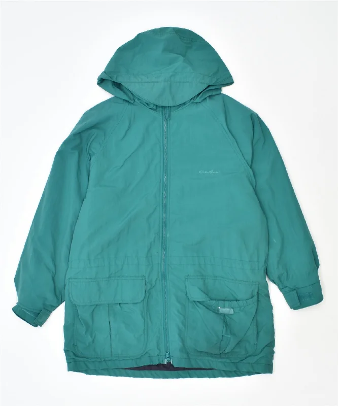 EDDIE BAUER Womens Hooded Windbreaker Jacket UK 12 Medium Turquoise Nylon