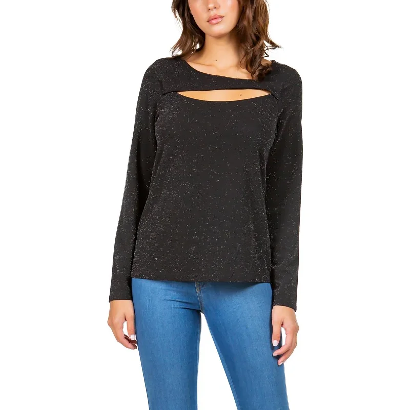 Fever Womens Cut-Out Knit Pullover Top