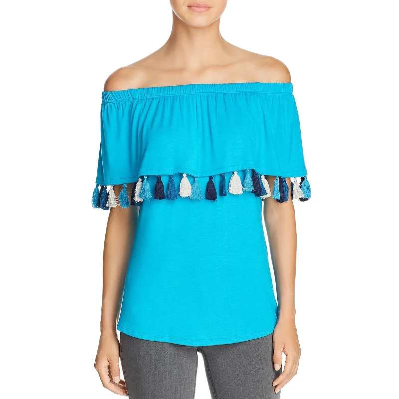 Kim & Cami Womens Jersey Tassel Pullover Top