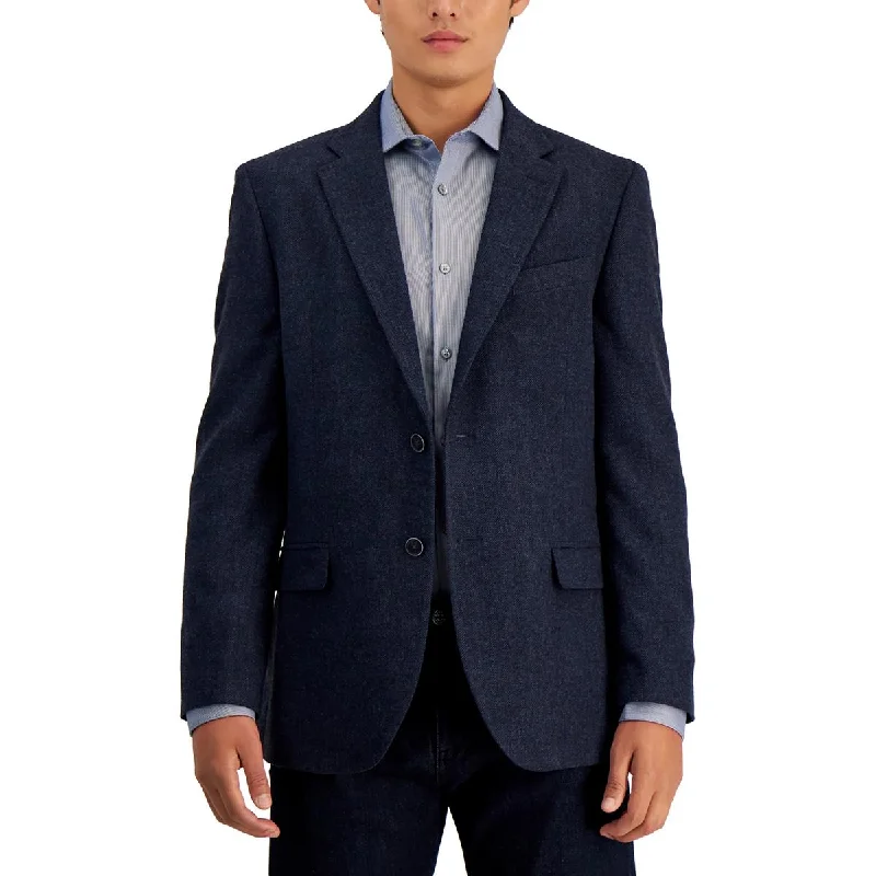 Nautica Mens Branford Woven Herringbone Two-Button Blazer