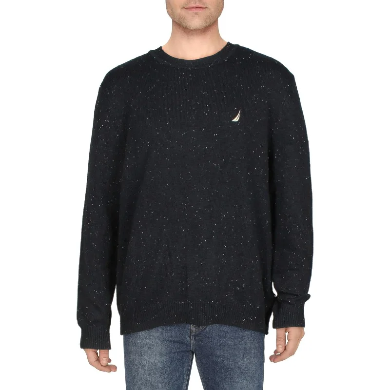 Nautica Mens Logo Ribbed Trim Pullover Sweater