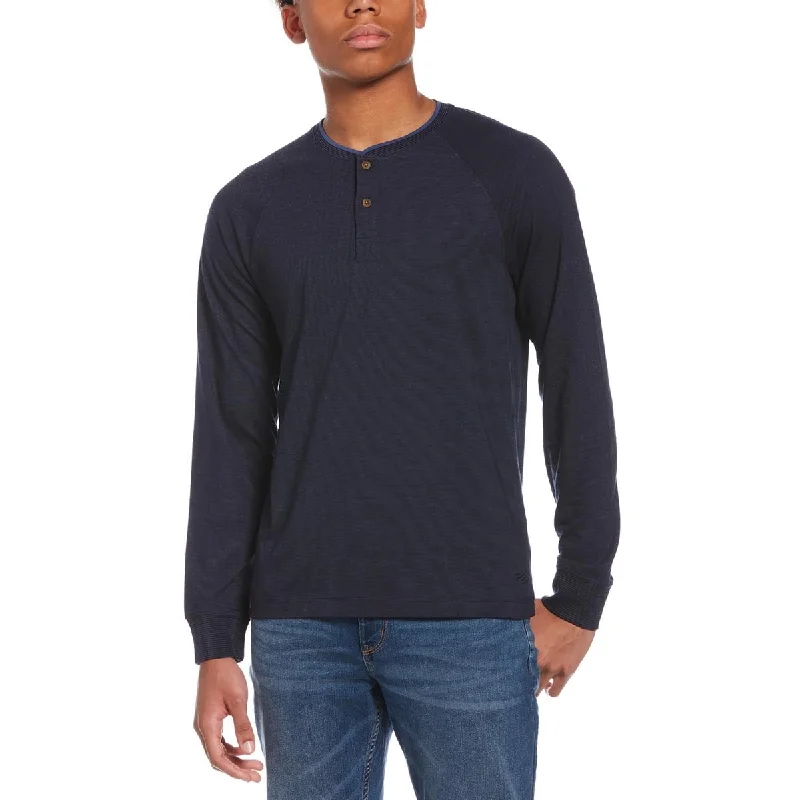 Perry Ellis Mens Pullover Micro Stripe Henley Shirt