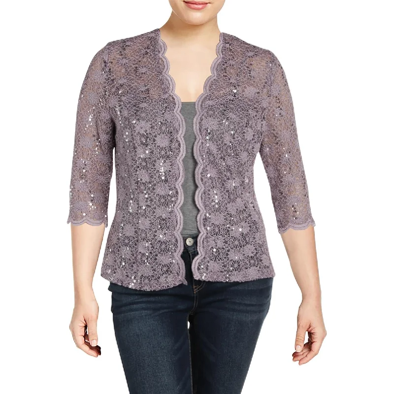 R&M Richards Womens Lace 3/4 Sleeves Topper Jacket