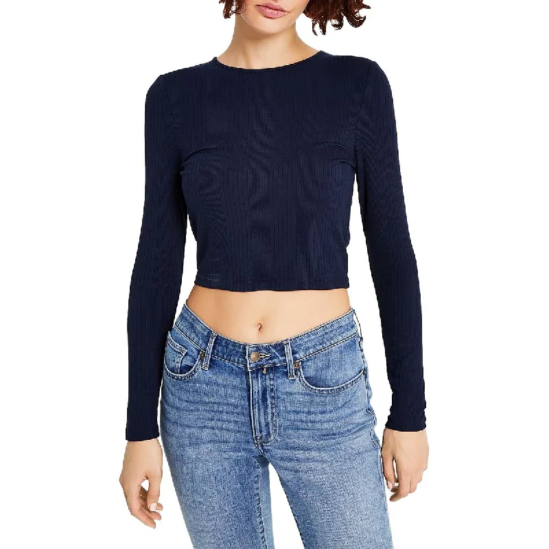 Tommy Jeans Womens Cut-Out Cropped Pullover Top