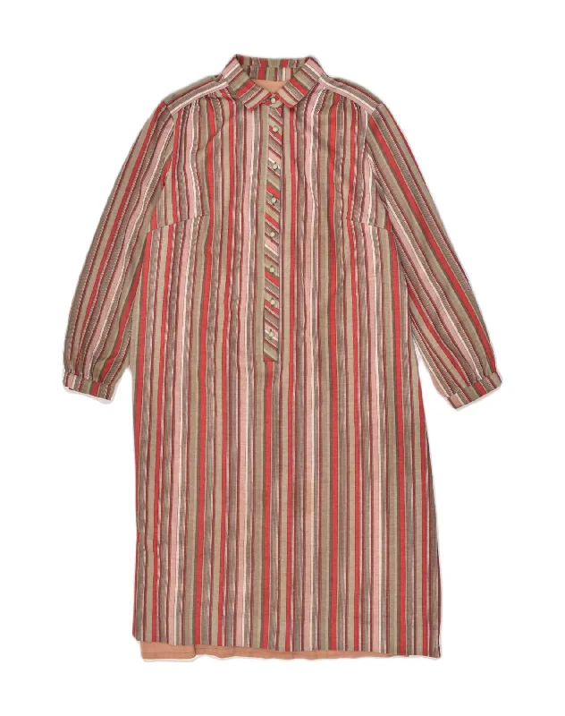 VINTAGE Womens Pullover Shirt Dress UK 18 XL Multicoloured Striped