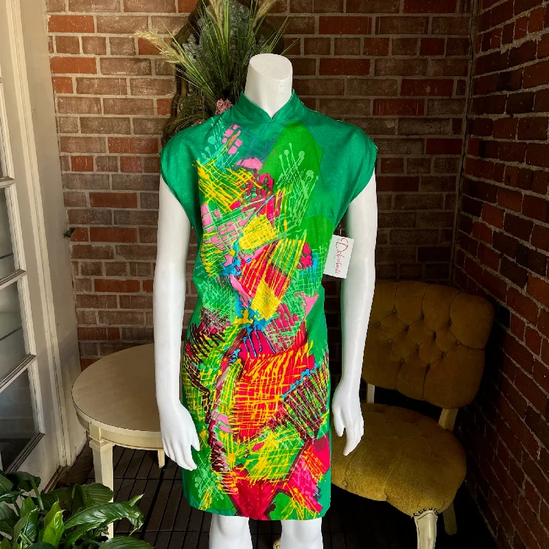 1960s Abstract Cheongsam Dress