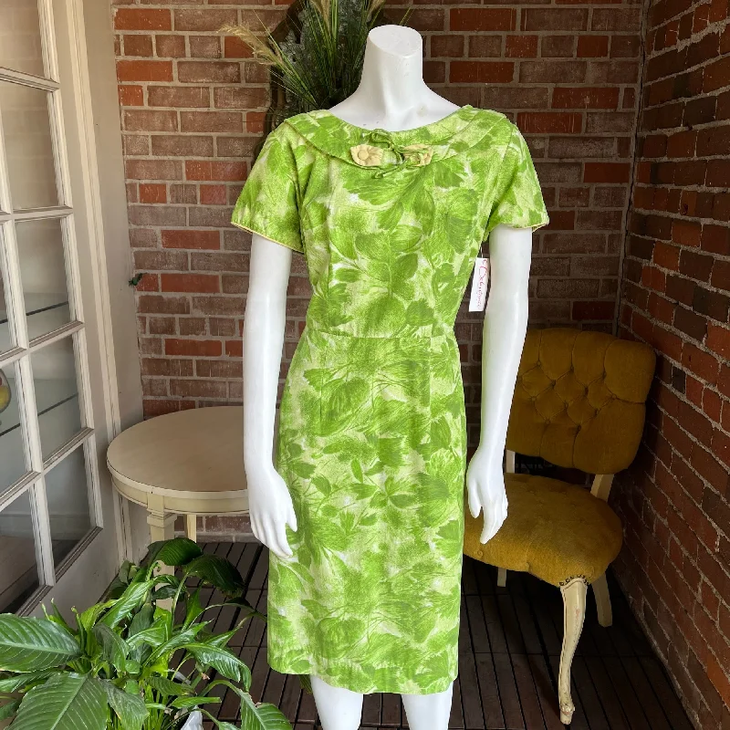 1960s Abstract Green Wiggle Dress
