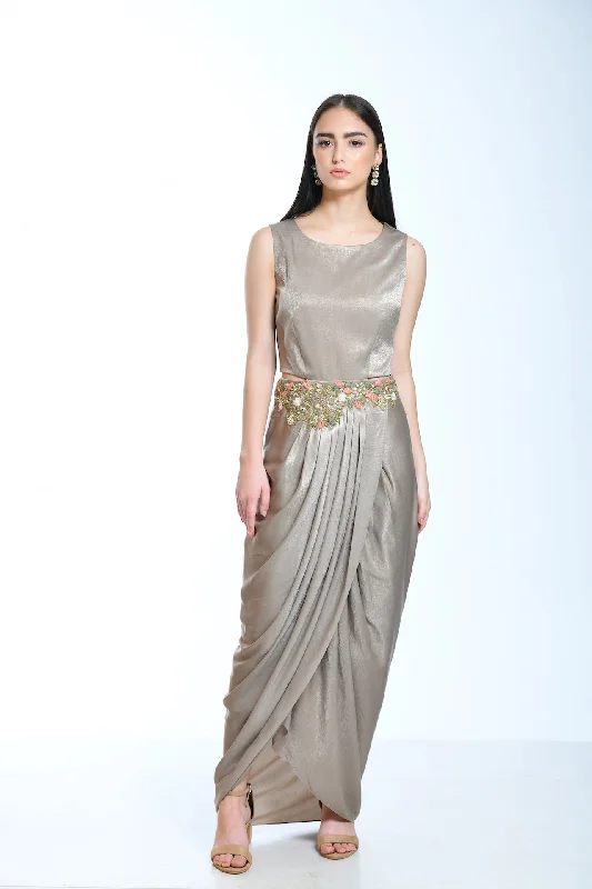 Ash Grey Drape Tunic Dress