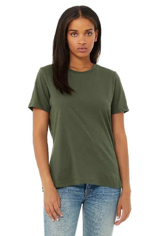 Bella + Canvas Womens Relaxed Jersey Short Sleeve Crewneck T-Shirt - Military Green Collared T-Shirt Boat Neck A-Line Bella + Canvas Womens Relaxed Jersey Short Sleeve Crewneck T-Shirt - Military Green Collared T-Shirt Boat Neck A-Line
