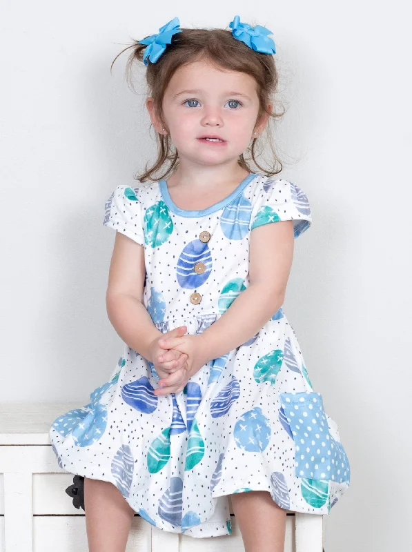 Blue Easter Egg Polka Dot Pocket Dress