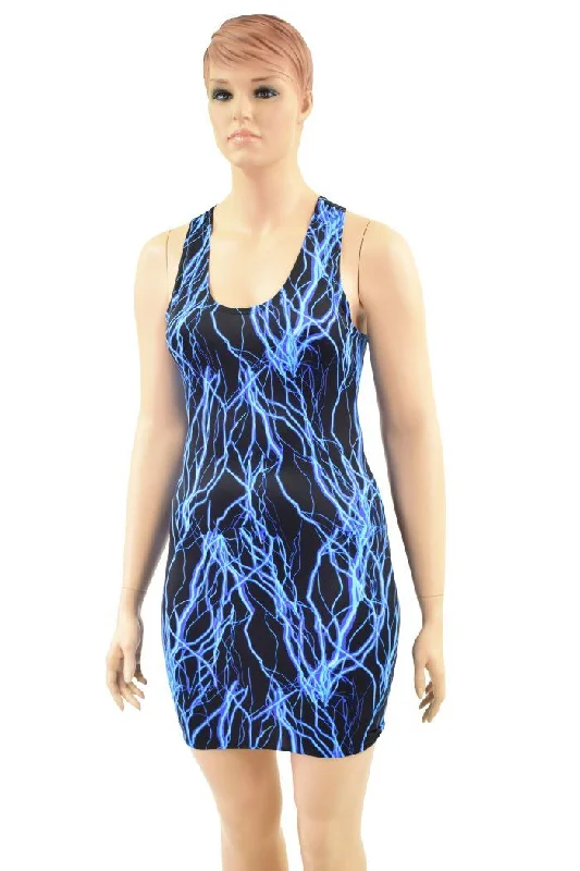 Blue Lightning Racerback Tank Dress