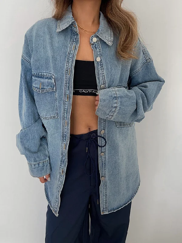 CannedPineapple loose casual denim shirt vintage cardigan jacket