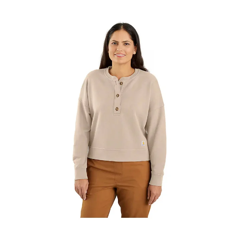 Carhartt Women's Tencel Fiber Series Loose Fit French Terry Henley Sweatshirt - Stone Ash FINAL SALE