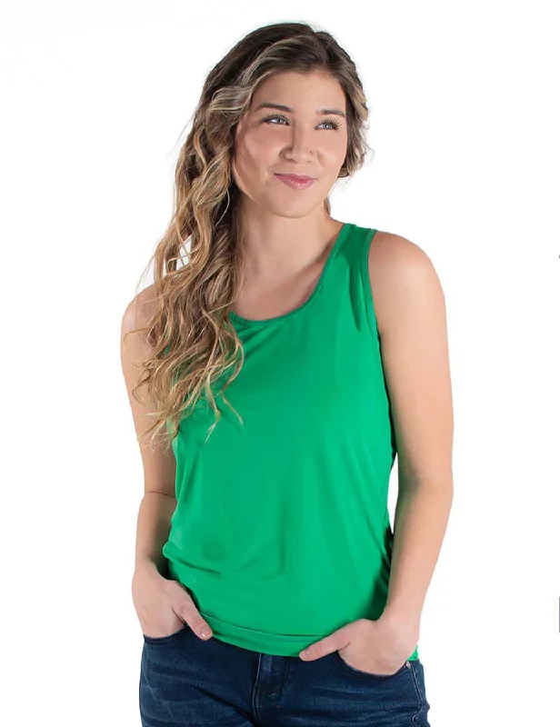 Cowgirl Tuff Womens Cooling UPF Money Green Nylon S/L Tank Top