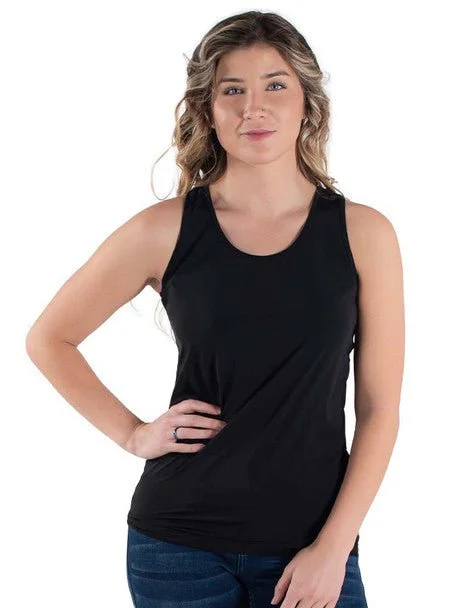 Cowgirl Tuff Womens Instant Cooling Racerback Black Nylon S/L Tank Top