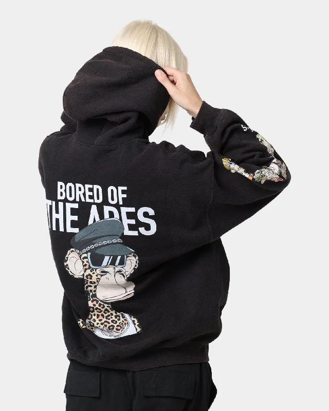 Culture Kings x Champ Medici "Bored Of The Apes" #6368 Vintage Hoodie Washed Black