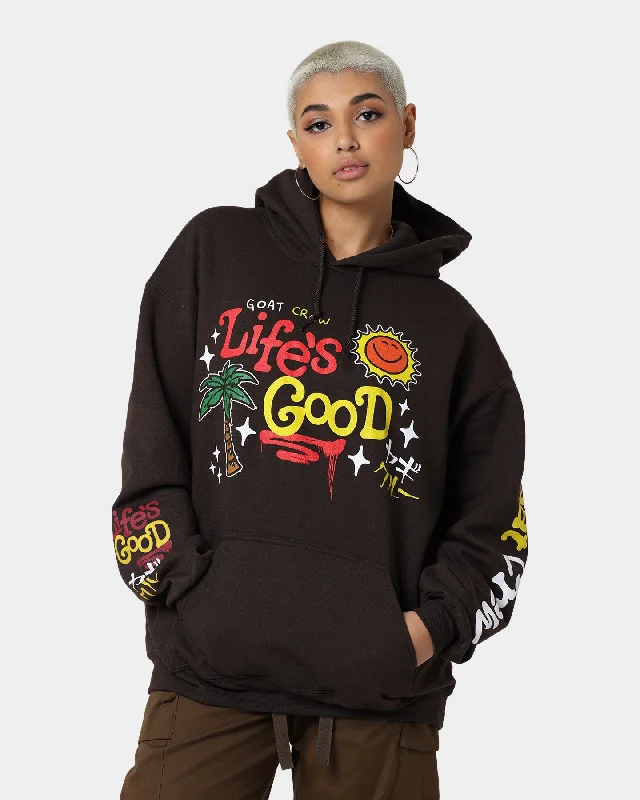 Goat Crew Life Is Good Hoodie Brown