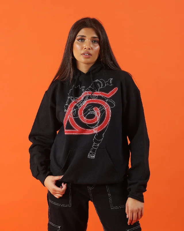 Goat Crew X Naruto Red Leaf Hoodie Black