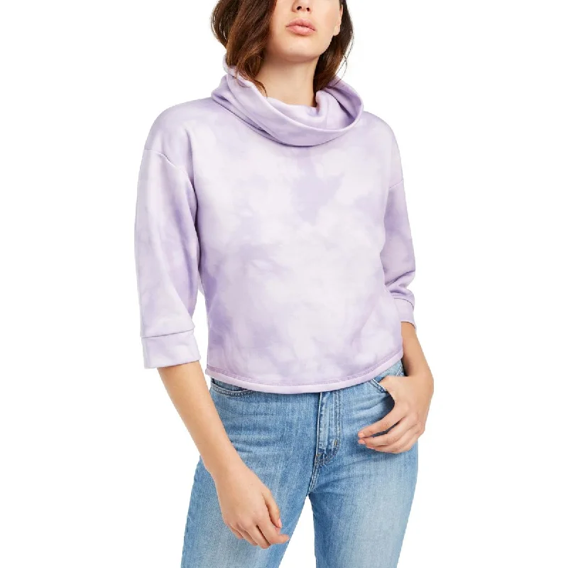 Guess Womens Cropped Funnel-Neck Sweatshirt