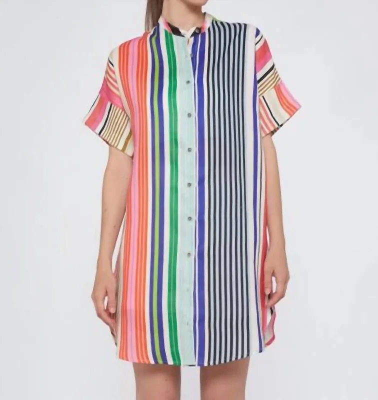 Harper Stripe Linen Dress In Stripe Multicolor