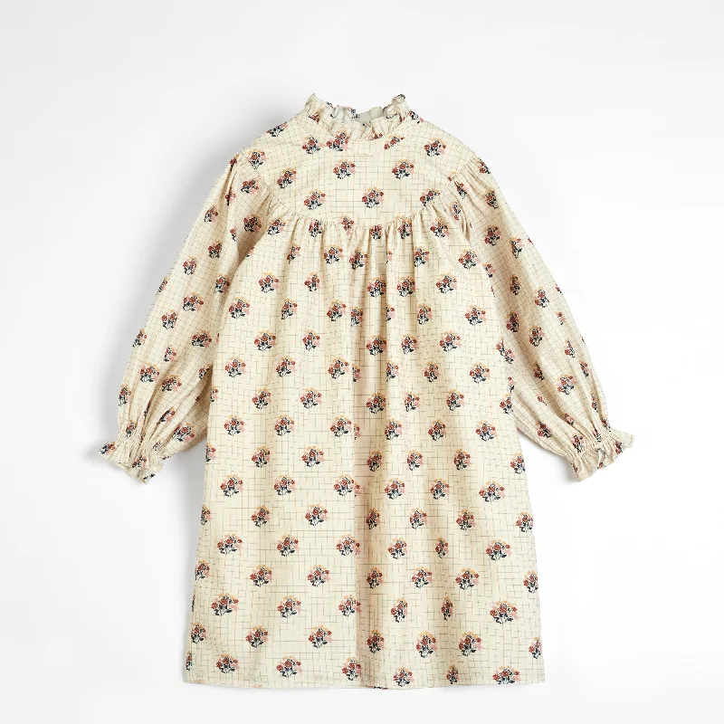 Kaya cream check dress by C'era Una Volta