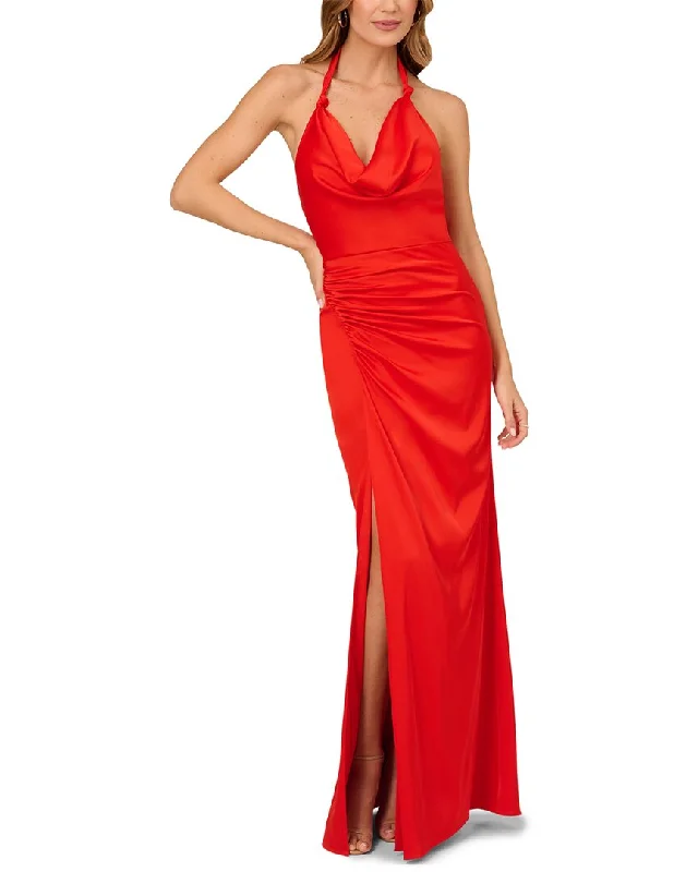 Liv Foster Stretch Satin Halter Gown