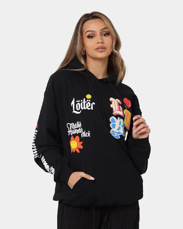 Loiter X Smiley Logo Puff Print Hoodie Black