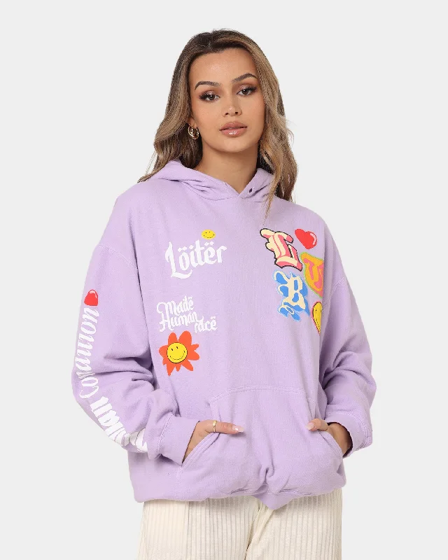 Loiter X Smiley Logo Puff Print Hoodie Lilac