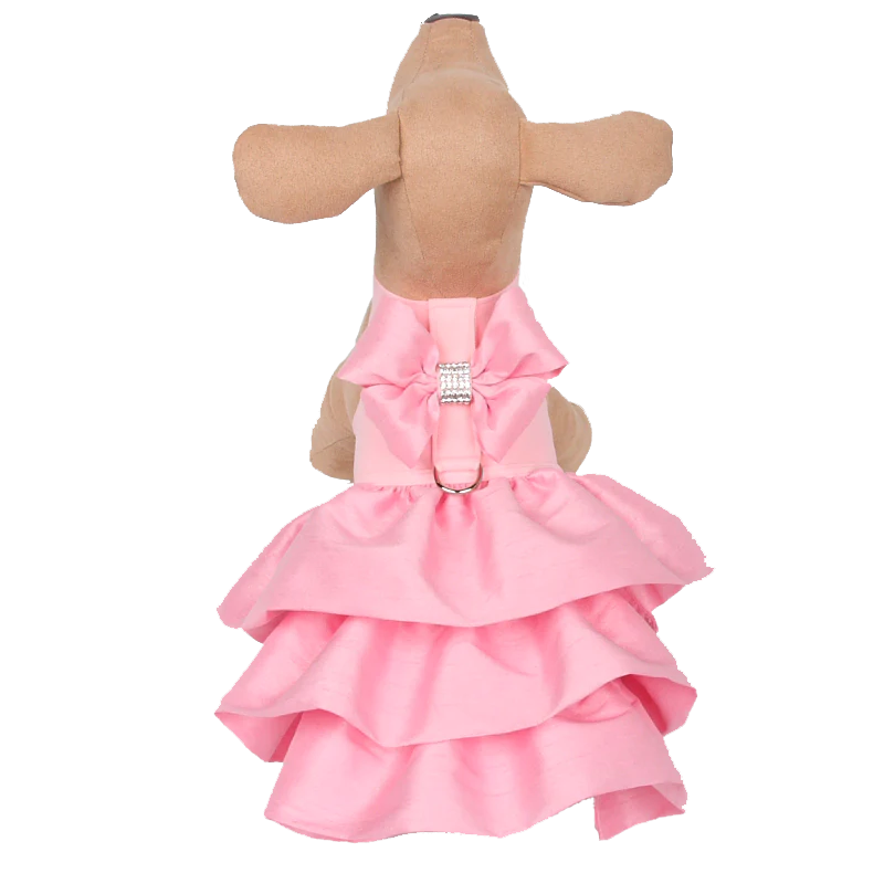 silk bow madison dress with ruffles - pink