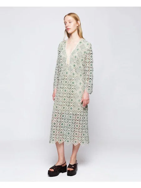 MIRTO 1956 - GREEN CITTON BLEND CROCHET DRESS