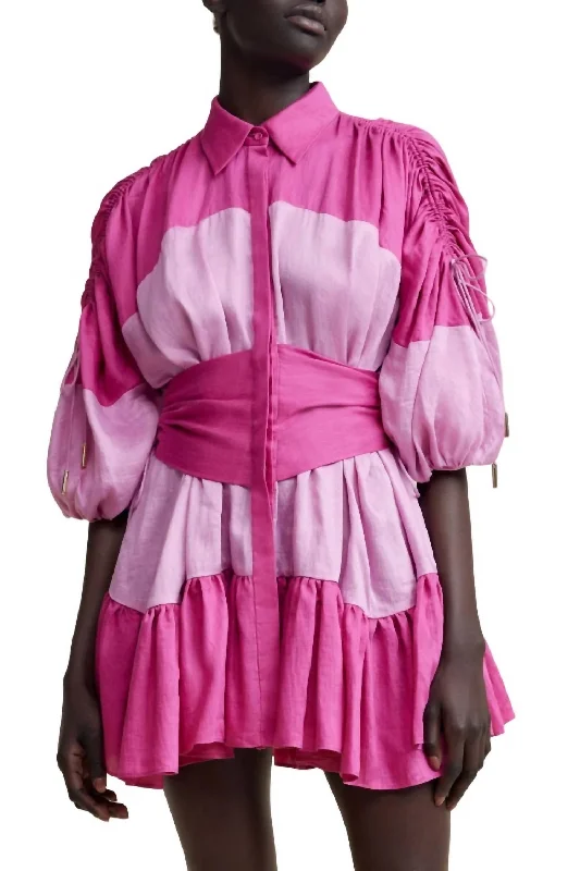 Nelson Dress In Magenta Mix