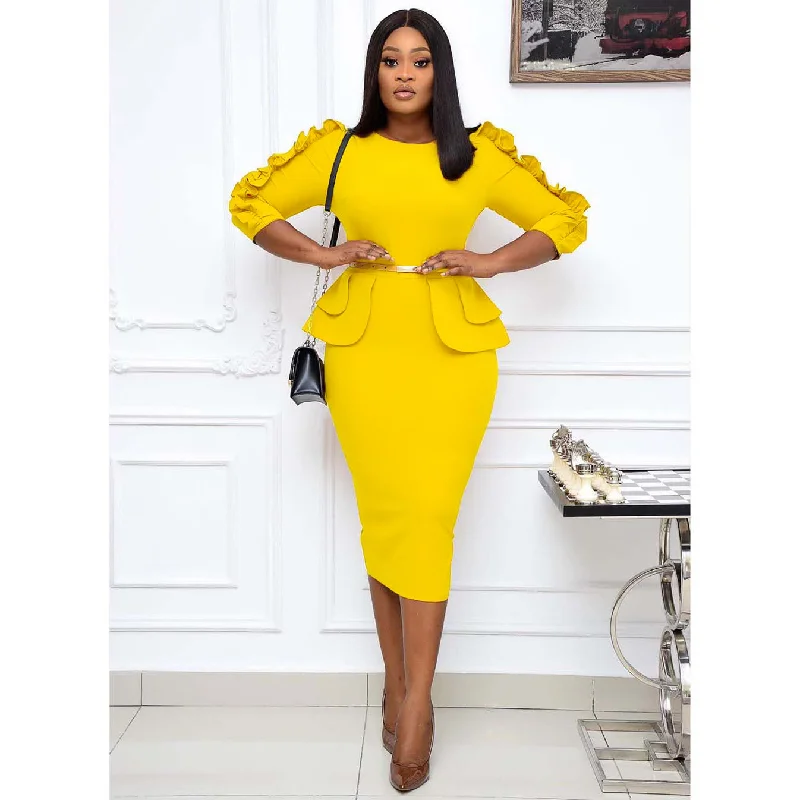 NiDELL Amazon Independent Station . New Professional Office Dress Temperament Commute European and American plus Size African Dress