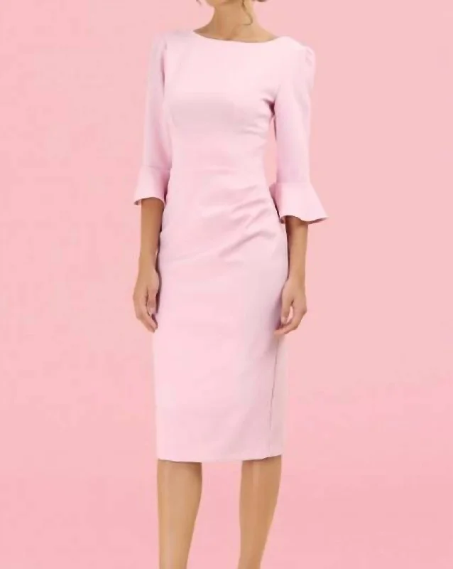 Odelle Pencil Dress In Pale Pink