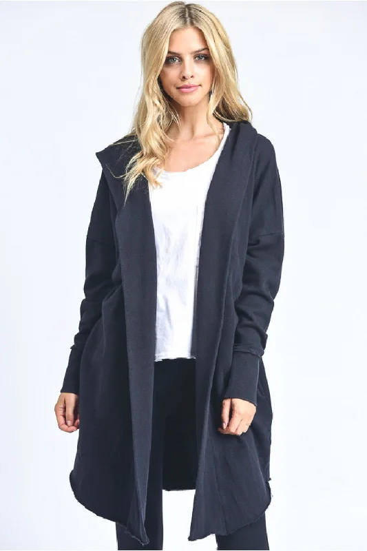 Open Front Longline Hoodie Cardigan