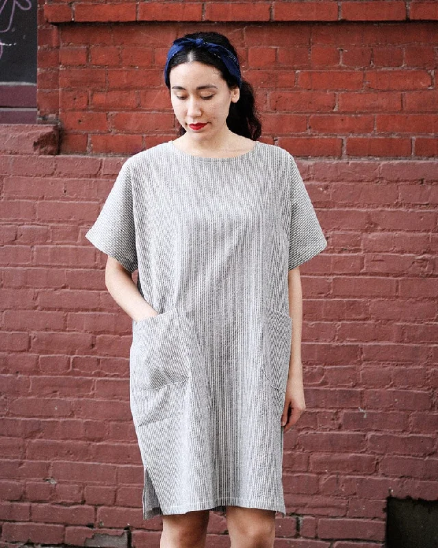 ToK Pocket Dress, Oversized, Grey Shima