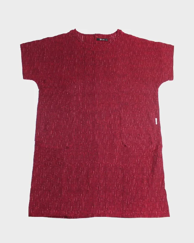 ToK Pocket Dress, Oversized, Red with Faded Shima