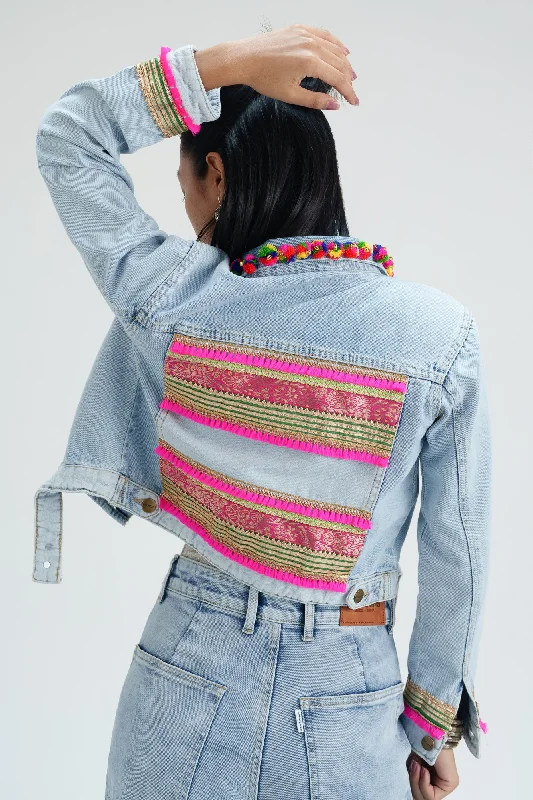 Patola Crop Denim Jacket