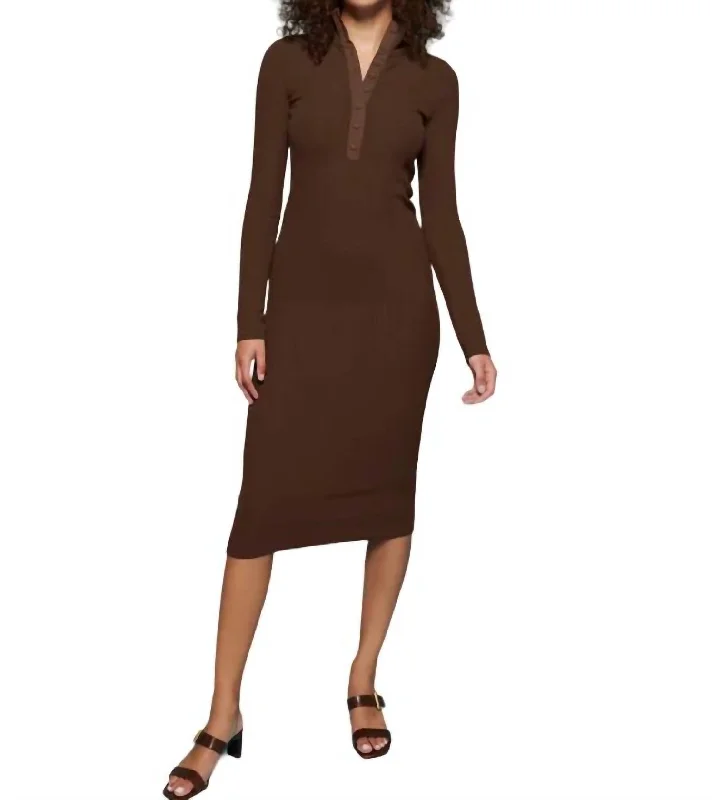 Phoebe Turtleneck Dress In Dark Chocolate