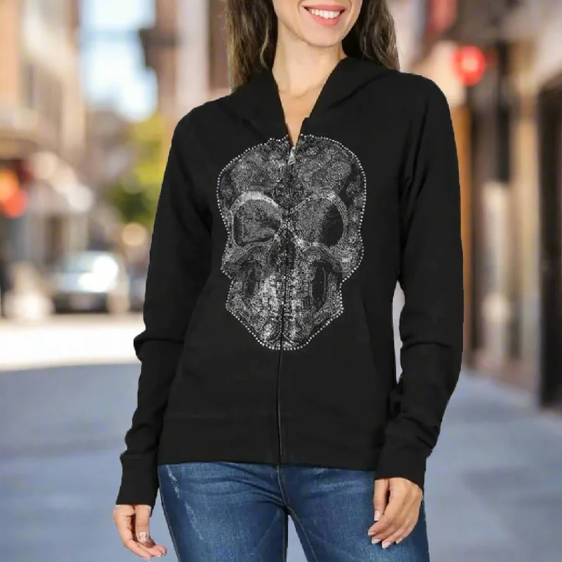 Platinum Plush Women's Skull Full Zip Hoodie