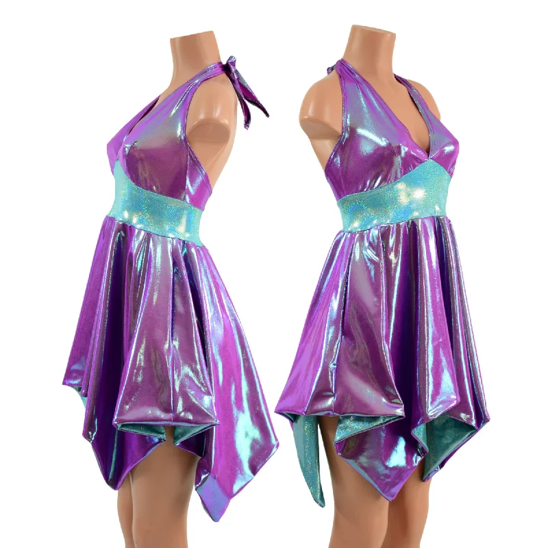 Plumeria & Seafoam Tink Halter Dress with POCKETS