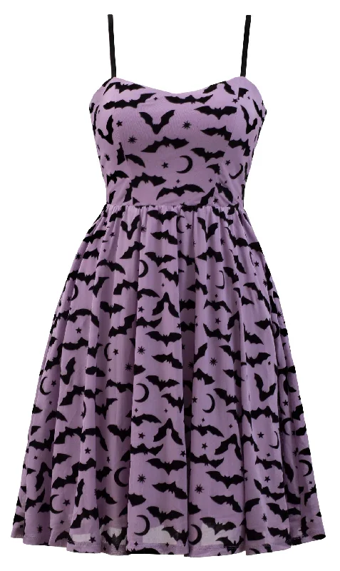 Spooky Bat Mesh Dress in Purple and Black