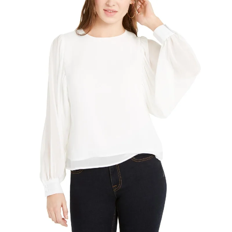Q & A Womens Balloon Sleeves Dressy Blouse