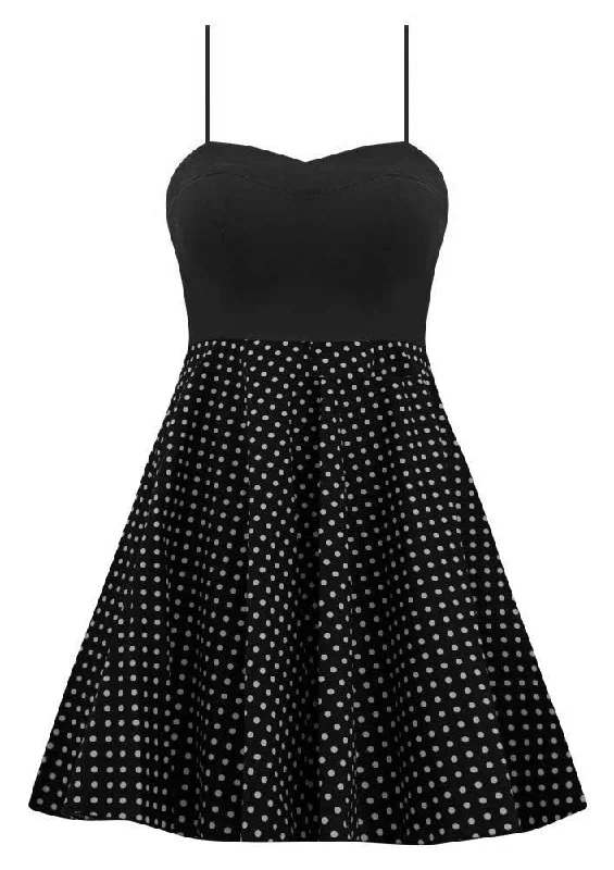 Black Rockabilly Polka Dot Dress with Petticoat