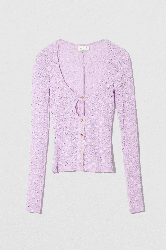 RUBI CARDIGAN LILAC FLORAL LACE